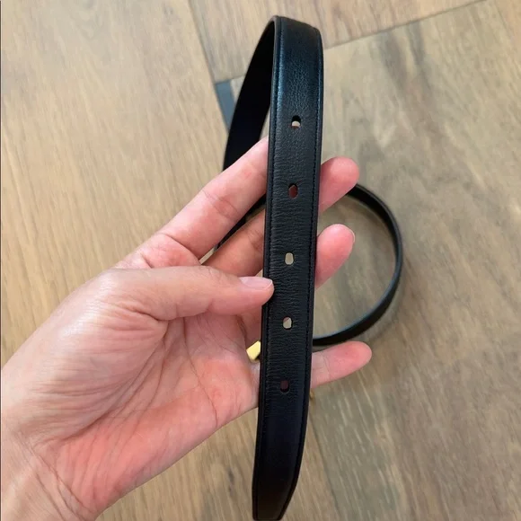 Authentic YSL Cassandra Black Leather Belt with Gold Buckle 75 - Picture 6 of 7